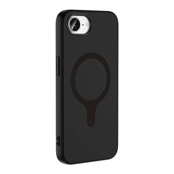 Başkenttekno iPhone 16E Kılıf M-Safe Şarj Özellikli Kamera Korumali Premium Soft Aris Silikon Kapak Siyah