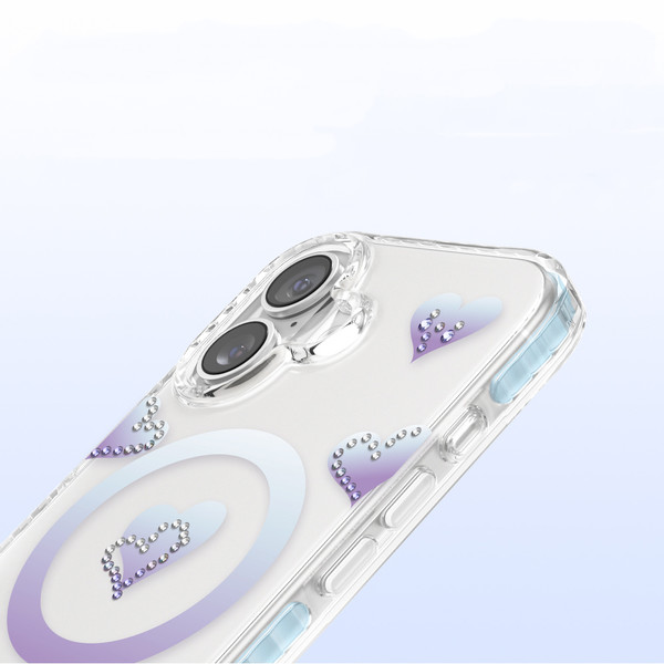 Başkenttekno iPhone 17 MagSafe Destekli Parlak Taşlı Tasarımlı Kamera Korumalı Elvo Kılıf Mavi
