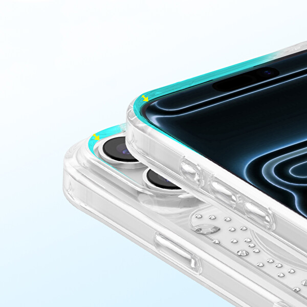 Başkenttekno iPhone 17 Pro Max Premium Kristal Taş İşlemeli MagSafe Özellikli Darbe Emici Mova Telefon Kılıfı