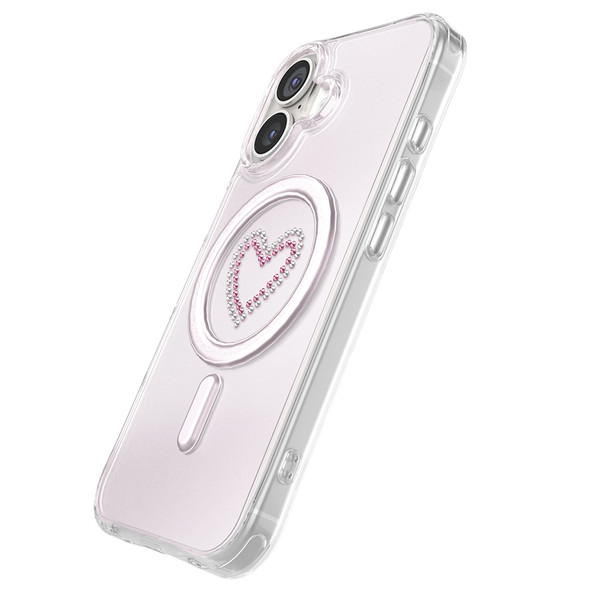 Başkenttekno iPhone 17 Premium Kristal Taş İşlemeli MagSafe Özellikli Darbe Emici Mova Telefon Kılıfı Pembe