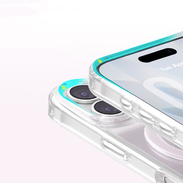 Başkenttekno iPhone 17 Premium Kristal Taş İşlemeli MagSafe Özellikli Darbe Emici Mova Telefon Kılıfı Pembe