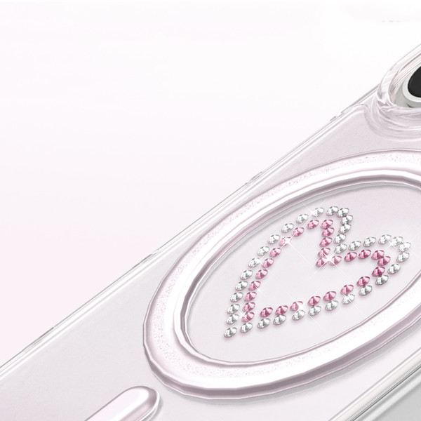 Başkenttekno iPhone 17 Premium Kristal Taş İşlemeli MagSafe Özellikli Darbe Emici Mova Telefon Kılıfı Pembe