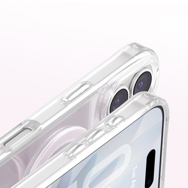 Başkenttekno iPhone 17 Premium Kristal Taş İşlemeli MagSafe Özellikli Darbe Emici Mova Telefon Kılıfı Pembe