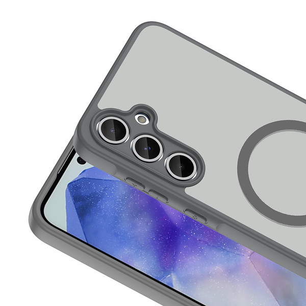 Başkenttekno Samsung Galaxy A35 Uyumlu Kılıf Mat Magsafe Şarj Hassas Butonlu Renkli Yumuşak Kenarlı Premium Kapak Gri