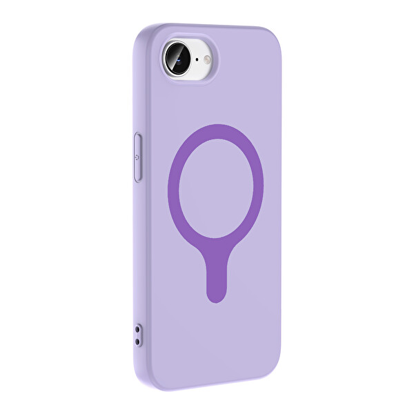Başkenttekno iPhone 16E Kılıf M-Safe Şarj Özellikli Kamera Korumali Premium Soft Aris Silikon Kapak Lila