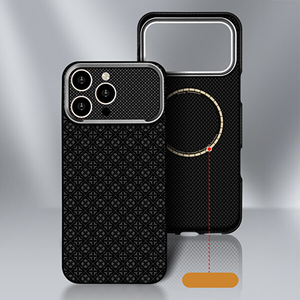 Başkenttekno iPhone 16 Pro Max Kılıf MagSafe Şarj Premium Retro Çiçek Desenli Kamera Ve Lens Korumalı Velix Sert Siyah