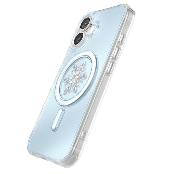 Başkenttekno iPhone 17 Premium Kristal Taş İşlemeli MagSafe Özellikli Darbe Emici Mova Telefon Kılıfı Mavi