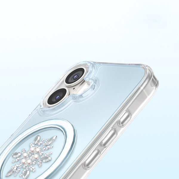 Başkenttekno iPhone 17 Premium Kristal Taş İşlemeli MagSafe Özellikli Darbe Emici Mova Telefon Kılıfı Mavi