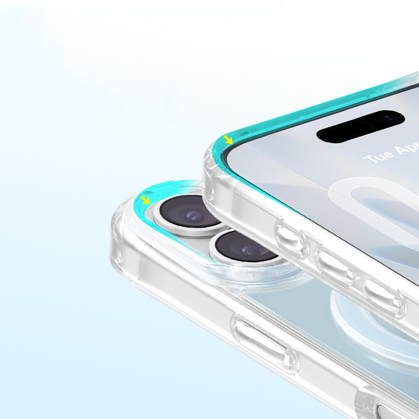 Başkenttekno iPhone 17 Premium Kristal Taş İşlemeli MagSafe Özellikli Darbe Emici Mova Telefon Kılıfı Mavi