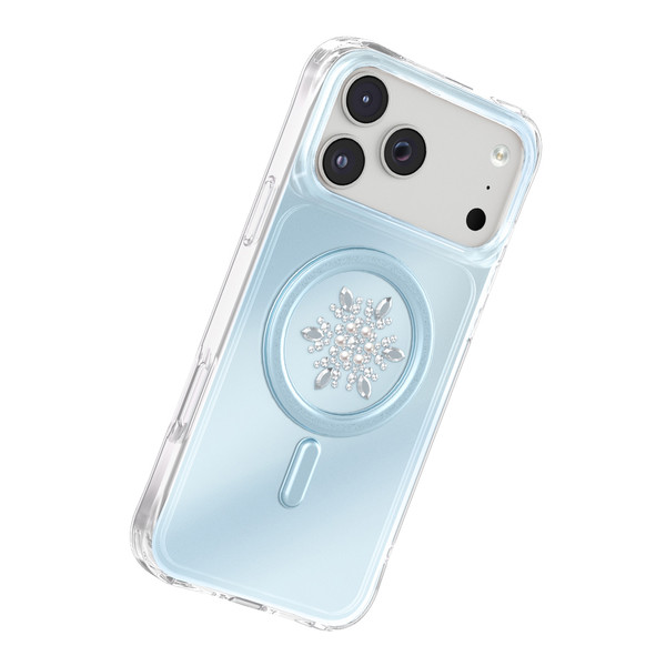 Başkenttekno iPhone 18 Pro Max Premium Kristal Taş İşlemeli MagSafe Özellikli Darbe Emici Mova Telefon Kılıfı Mavi