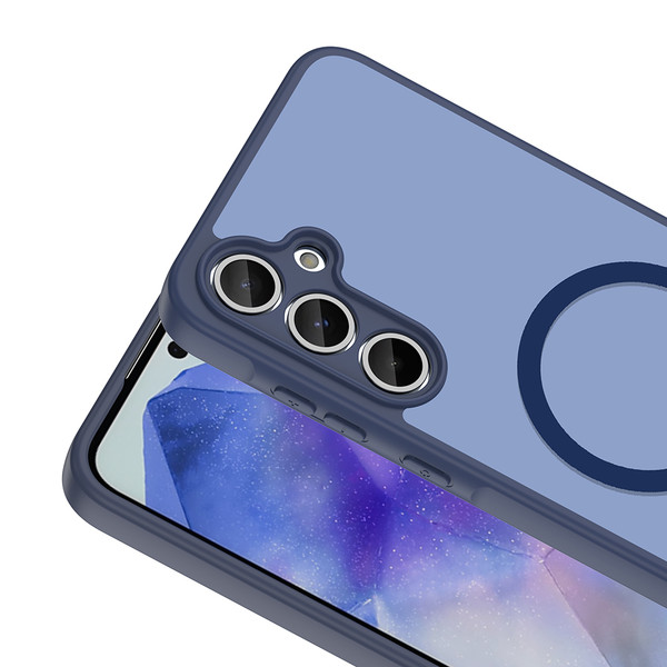 Başkenttekno Samsung Galaxy A35 Uyumlu Kılıf Mat Magsafe Şarj Hassas Butonlu Yumuşak Kenarlı Premium Kapak Lacivert
