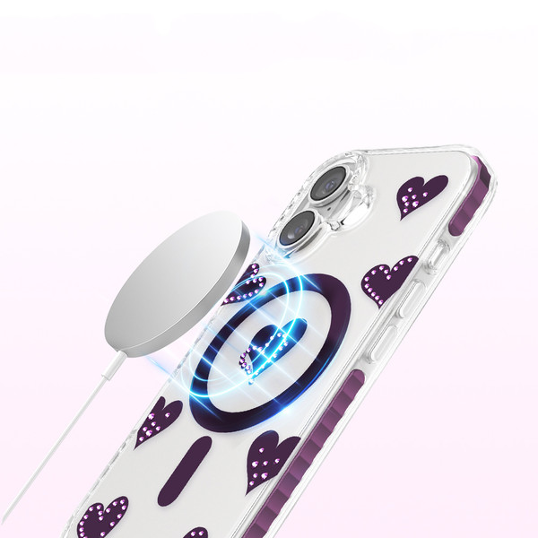 Başkenttekno iPhone 17 MagSafe Destekli Parlak Taşlı Tasarımlı Kamera Korumalı Elvo Kılıf Bordo