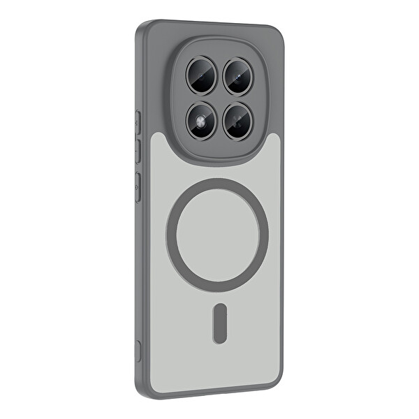 Başkenttekno Xiaomi Redmi Note 15 Pro Plus Uyumlu Kılıf Mat Magsafe Şarj Hassas Butonlu Yumuşak Kenarlı Kapak Gri