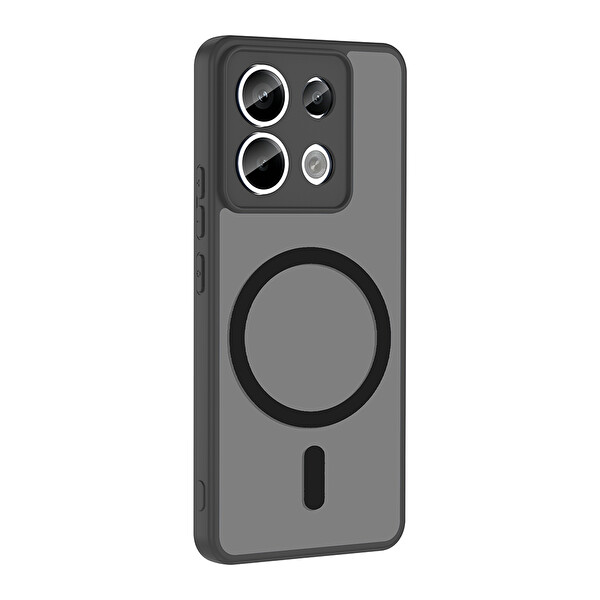 Başkenttekno Xiaomi Redmi Note 13 Pro 5G Uyumlu Kılıf Mat Magsafe Şarj Hassas Butonlu Yumuşak Kenarlı Babet Siyah