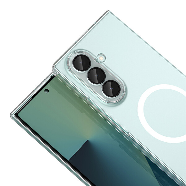 Başkenttekno Samsung Galaxy Z Fold 7 Uyumlu Kamera Korumalı MagSafe Şarj Şeffaf Sararmaz London Sert Plastik Şeffaf
