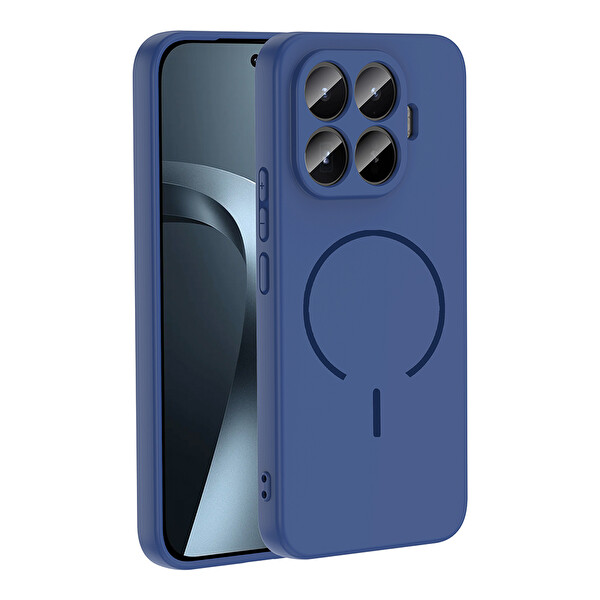 Başkenttekno Xiaomi 17T Pro Meta Lansman Magsafe Kamera Korumalı içi Kadife Yumuşak Renkli Süet Silikon Lacivert