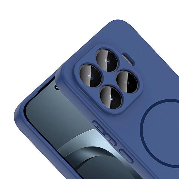 Başkenttekno Xiaomi 17T Pro Meta Lansman Magsafe Kamera Korumalı içi Kadife Yumuşak Renkli Süet Silikon Lacivert
