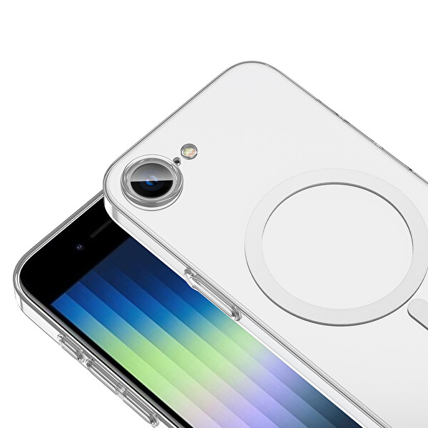 Başkenttekno Apple iPhone 17E Uyumlu Kamera Korumalı MagSafe Şarj Şeffaf Sararmaz London Sert Plastik Kapak Şeffaf