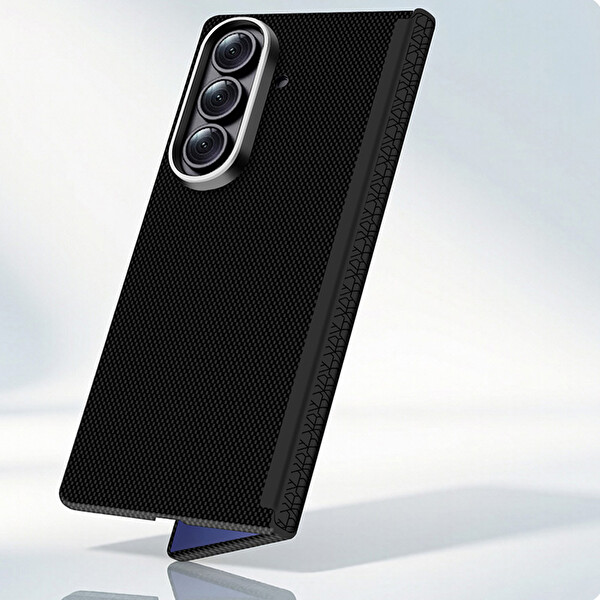 Başkenttekno Samsung Galaxy Z Fold 7 Uyumlu 400D M-Safe Şarj Özellikli Kılıf Premium Paris Zerre Sert Siyah