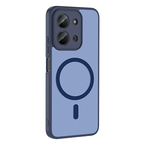 Başkenttekno Xiaomi Redmi 15C Uyumlu Kılıf Mat Magsafe Şarj Hassas Butonlu Yumuşak Kenarlı Babet Kapak Lacivert