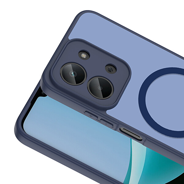 Başkenttekno Xiaomi Redmi 15C Uyumlu Kılıf Mat Magsafe Şarj Hassas Butonlu Yumuşak Kenarlı Babet Kapak Lacivert