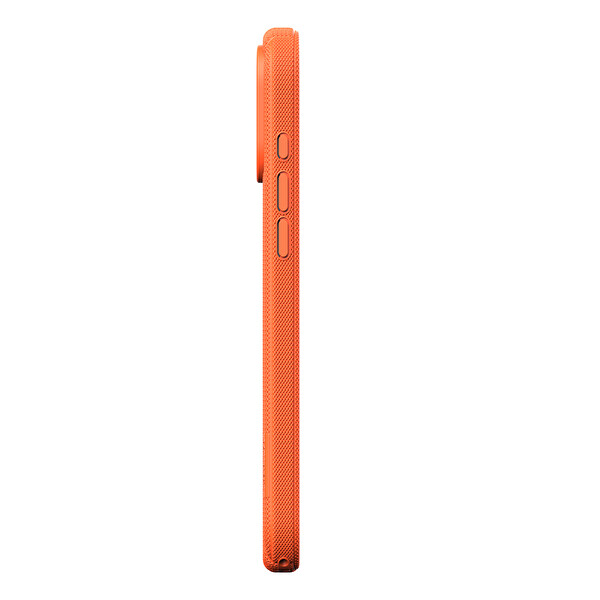 Başkenttekno iPhone 18 Pro Max Kılıf MagSafe Şarj Özellikli Çizgi Desenli Kumaş Dokulu Lorin Kapak Turuncu