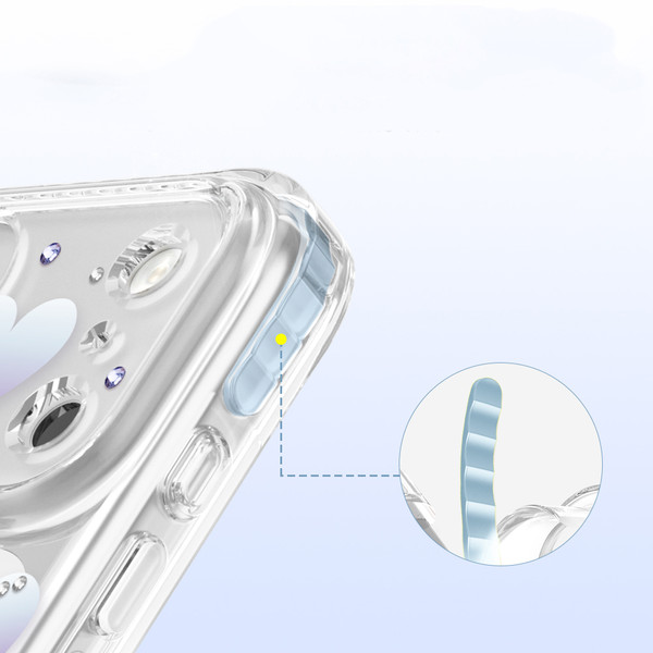 Başkenttekno iPhone 17 Pro Max MagSafe Destekli Parlak Taşlı Tasarımlı Kamera Korumalı Elvo Kılıf Mavi