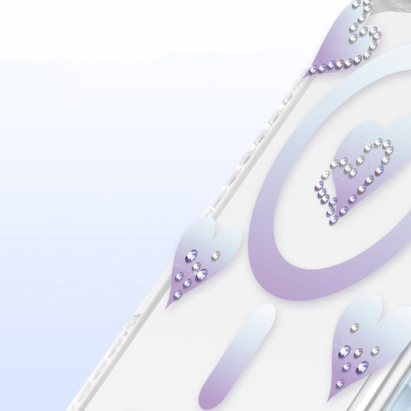 Başkenttekno iPhone 17 Pro Max MagSafe Destekli Parlak Taşlı Tasarımlı Kamera Korumalı Elvo Kılıf Mavi