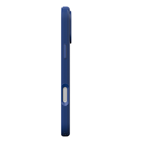Başkenttekno iPhone 18 Pro Kılıf MagSafe Şarj Özellikli Çizgi Desenli Kumaş Dokulu Lorin Kapak Lacivert