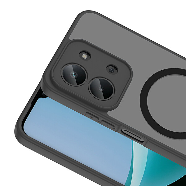 Başkenttekno Xiaomi Redmi 15C Uyumlu Kılıf Mat Magsafe Şarj Hassas Butonlu Yumuşak Kenarlı Premium Babet Kapak Siyah