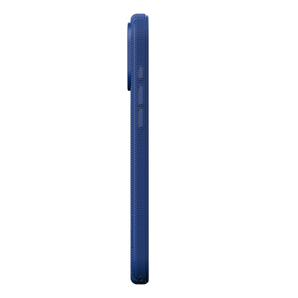 Başkenttekno iPhone 17 Pro Max Kılıf MagSafe Şarj Özellikli Çizgi Desenli Kumaş Dokulu Lorin Kapak Lacivert
