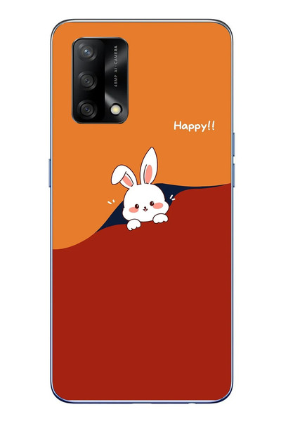 Le Balvo Oppo A74 Uyumlu Mutlu Tavşan Baskılı Silikon Kılıf