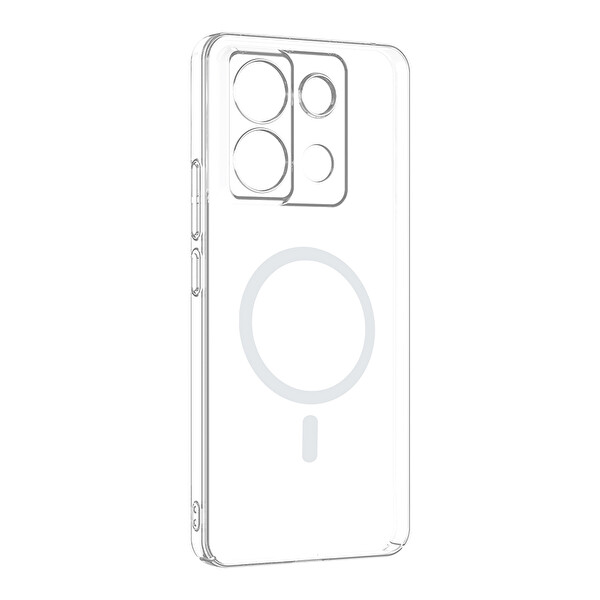 Başkenttekno Xiaomi Redmi Note 13 Pro 4G Uyumlu Kamera Korumalı MagSafe Şarj Şeffaf Sararmaz London Sert Plastik Şeffaf
