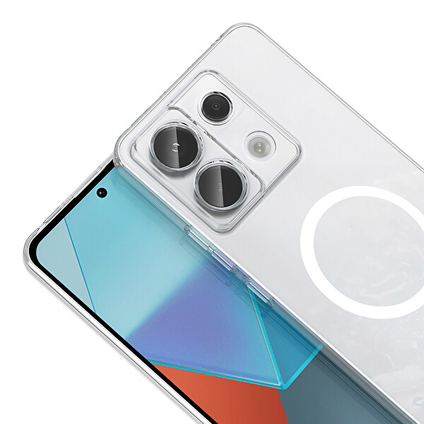 Başkenttekno Xiaomi Redmi Note 13 Pro 4G Uyumlu Kamera Korumalı MagSafe Şarj Şeffaf Sararmaz London Sert Plastik Şeffaf