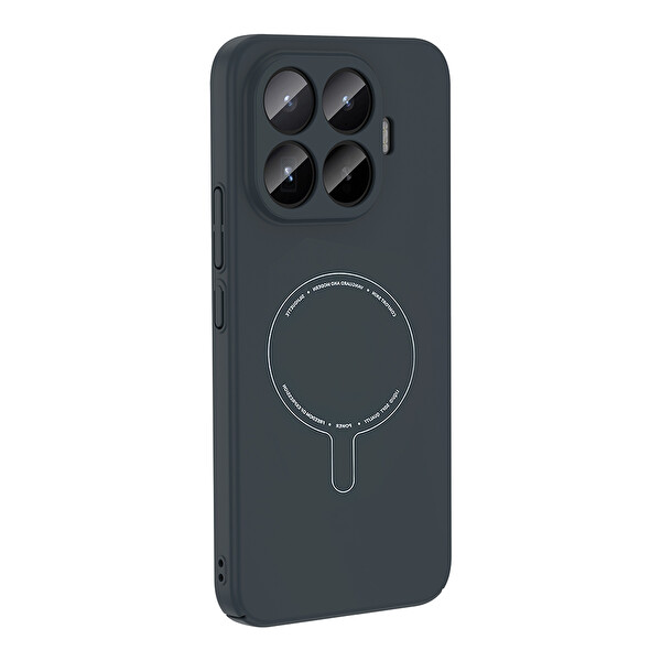Başkenttekno Xiaomi 17T Uyumlu MagSafe Özellikli Elio Kamera Korumalı Sert Kapak Kılıf Lacivert