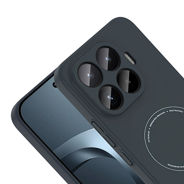 Başkenttekno Xiaomi 17T Uyumlu MagSafe Özellikli Elio Kamera Korumalı Sert Kapak Kılıf Lacivert