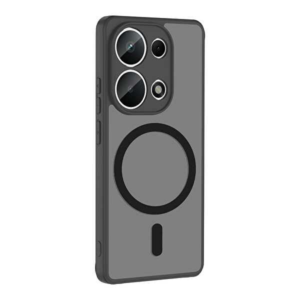 Başkenttekno Xiaomi Redmi Note 13 Pro 4G Uyumlu Kılıf Mat Magsafe Şarj Hassas Butonlu Yumuşak Kenarlı Babet Siyah