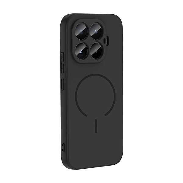 Başkenttekno Xiaomi 17T Meta Lansman Magsafe Kamera Korumalı içi Kadife Yumuşak Renkli Süet Silikon Siyah