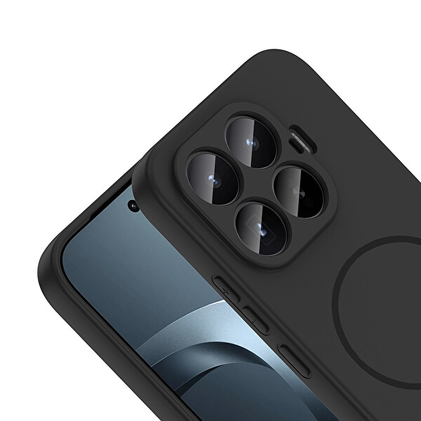 Başkenttekno Xiaomi 17T Meta Lansman Magsafe Kamera Korumalı içi Kadife Yumuşak Renkli Süet Silikon Siyah