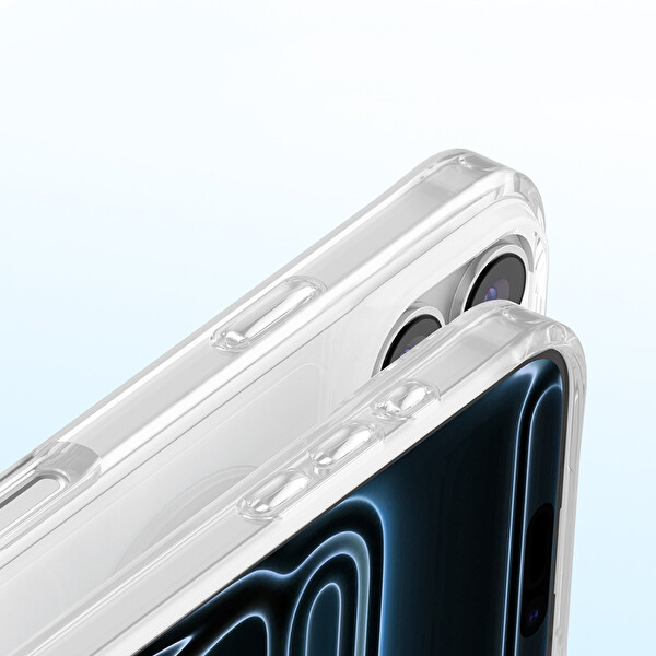 Başkenttekno iPhone 17 Pro Max Premium Kristal Taş İşlemeli MagSafe Özellikli Darbe Emici Mova Telefon Kılıfı Şeffaf