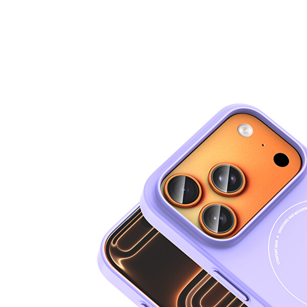 Başkenttekno iPhone 18 Pro Max Uyumlu MagSafe Özellikli Elio Kamera Korumalı Sert Kapak Kılıf Lila