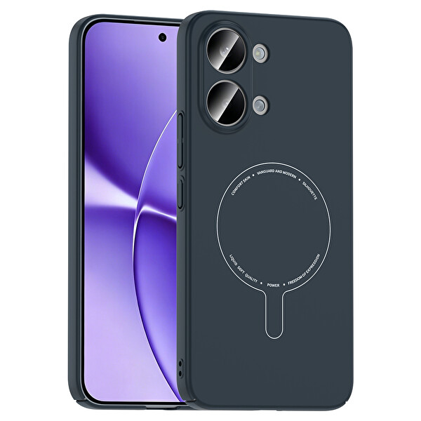 Başkenttekno Xiaomi Poco X8 Pro Max Uyumlu MagSafe Özellikli Elio Kamera Korumalı Sert Kapak Kılıf Lacivert