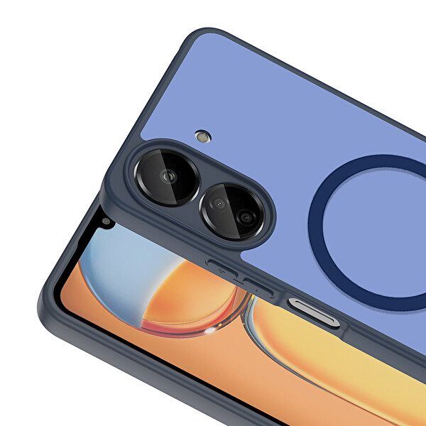 Başkenttekno Xiaomi Poco C65 Uyumlu Kılıf Mat Magsafe Şarj Hassas Butonlu Yumuşak Kenarlı Premium Kapak Lacivert