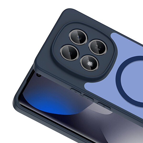 Başkenttekno Xiaomi Redmi Note 14 Pro 4G Uyumlu Kılıf Mat Magsafe Şarj Hassas Butonlu Yumuşak Kenarlı Babet Lacivert