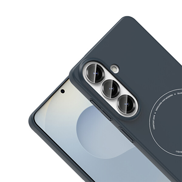 Başkenttekno Samsung Galaxy S26 FE Uyumlu MagSafe Özellikli Elio Kamera Korumalı Sert Kapak Kılıf Lacivert