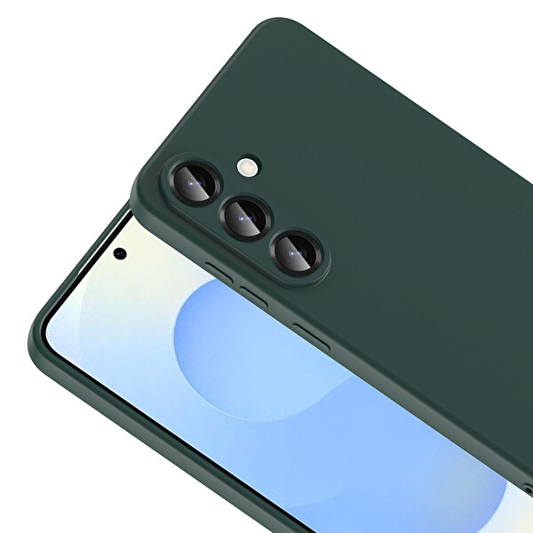 Başkenttekno Samsung Galaxy S26 FE Uyumlu Kılıf Kamera Korumali Mara Lansman Kapak Koyu Yeşil