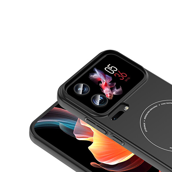 Başkenttekno Xiaomi 17 Pro Uyumlu MagSafe Özellikli Elio Kamera Korumalı Sert Kapak Kılıf Siyah