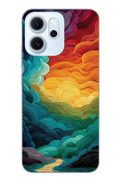 Le Balvo Oppo Reno 14F Uyumlu Gün Doğumu ve Batımı Baskılı Silikon Kılıf