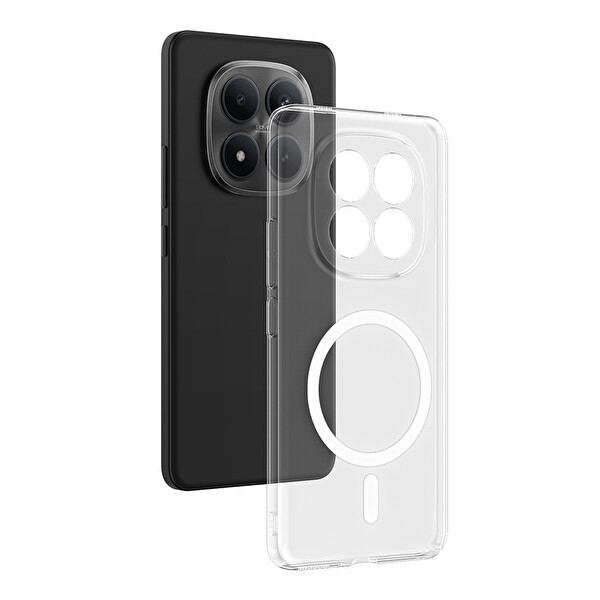 Başkenttekno Xiaomi Redmi Note 15 Pro Uyumlu Kamera Korumalı MagSafe Şarj Şeffaf Sararmaz London Sert Plastik Şeffaf