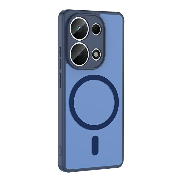 Başkenttekno Xiaomi Redmi Note 13 Pro 4G Uyumlu Kılıf Mat Magsafe Şarj Hassas Butonlu Yumuşak Kenarlı Babet Lacivert